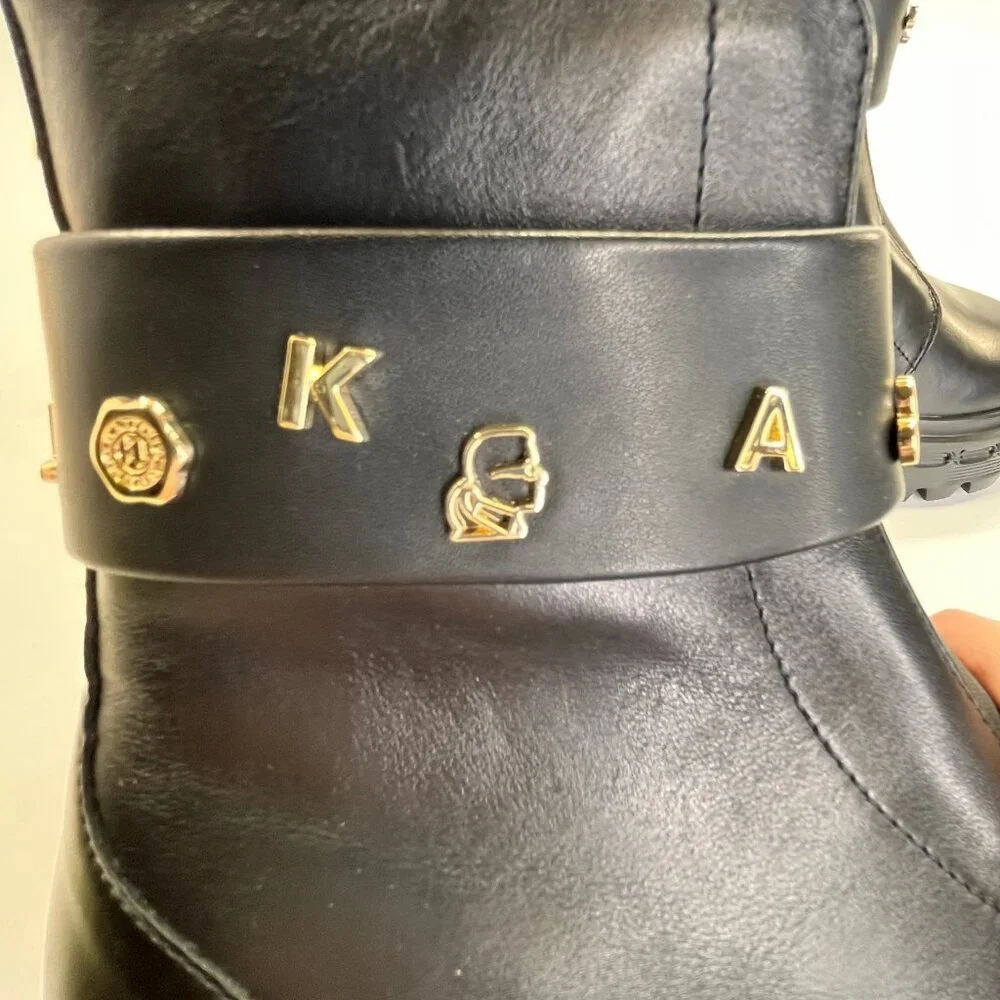 Karl Lagerfeld Latisha Boot Black Size 7.5 Womens Chunky Lug Sole Side Zip Style - Picture 13 of 16